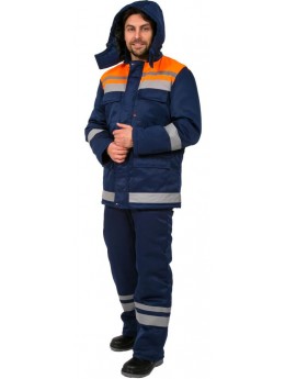 Куртка зимняя Горизонт-Люкс (тк.Смесовая,210) т.синий/оранжевый