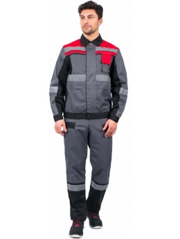 Костюм Виват-1 Премиум (тк.Смесовая,240) брюки, серый/черный/красный
