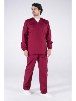 Мужской медицинский костюм ХАССП-База (ткань ТиСи, 120), бордовый