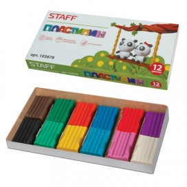 Пластилин классический STAFF, 12 цветов, 120 г, картонная упаковка, 103678