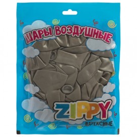 Шары воздушные ZIPPY (ЗИППИ) 10' (25 см), комплект 50 шт., серебряный металлик, в пакете, 104182