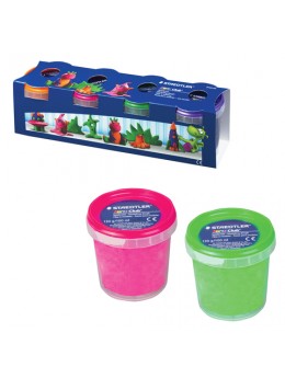 Пластилин на растительной основе (тесто для лепки) STAEDTLER, 4 цвета, 520 г, (оранжевый, розовый, зеленый, фиолетовый), 8134 02