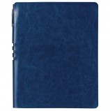 Бизнес-блокнот BRAUBERG 'NEBRASKA', А5-, 140x200 мм, кожзам, линия, 112 листов, ручка, темно-синий, 110949