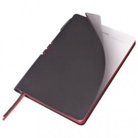 Бизнес-блокнот BRAUBERG 'VIVELLA', А5- 140x200 мм, под кожу, линия, 112 л., ручка, черный, 110952