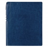 Бизнес-тетрадь BRAUBERG 'NEBRASKA', А4-, 220x265 мм, кожзам, клетка, 96 листов, ручка, темно-синий, 110959