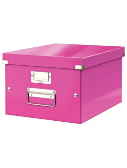 Короб архивный LEITZ 'Click & Store' M, 200х280х370 мм, ламинированный картон, разборный, розовый, 60440023