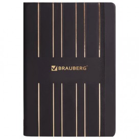Бизнес-блокнот BRAUBERG 'Touch', А5 135x205 мм, под гладкую кожу, линия, 112 л., черный, 110969