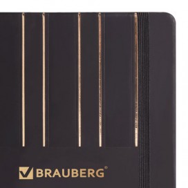 Бизнес-блокнот BRAUBERG 'Touch', А5 135x205 мм, под гладкую кожу, линия, 112 л., черный, 110969