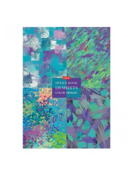 Блокнот в твердом переплете, А4, 120 листов, блок 5 цветов, клетка, HATBER, 'Color mosaic', 120ББ4В1_22006