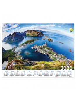 Календарь, А2, 2020 год, 60х45 см, горизонтальный, 'С высоты птичьего полета', HATBER, Кл2_19240
