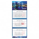 Календарь квартальный 2020 год, 'Люкс', 3 блока на 3-х гребнях, 'Night City', HATBER, 3Кв3гр2ц_19084