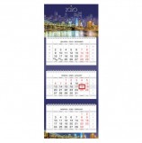 Календарь квартальный 2020 год, 'Люкс', 3 блока на 3-х гребнях, 3D, 'Ночной город', HATBER, 3Кв3гр2ц_12523