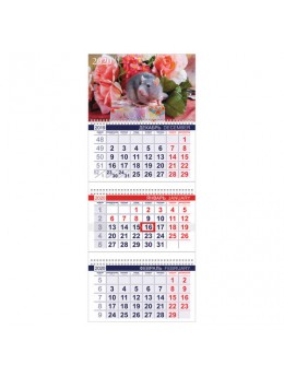 Календарь квартальный 2020 год, 'Офис', 3 блока на 3-х гребнях, 'Знак Года', HATBER, 3Кв3гр3_20510