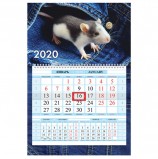 Календарь квартальный 2020 год, 'Соло-Люкс', 1 блок на 1-м гребне, 'Знак Года', HATBER, 1Кв1гр4ц_04210