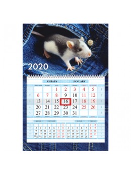 Календарь квартальный 2020 год, 'Соло-Люкс', 1 блок на 1-м гребне, 'Знак Года', HATBER, 1Кв1гр4ц_04210
