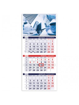 Календарь квартальный 2020 год, 'Эконом', 3 блока на 1-м гребне, 'OFFICE', HATBER, 3Кв1гр3_15435