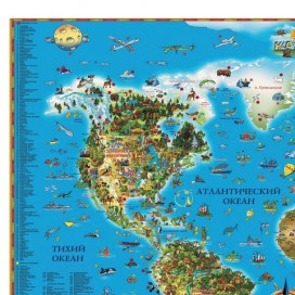 Карта настенная для детей 'Мир', размер 116х79 см, ламинированная, тубус, 450