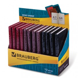 Бизнес-блокнот BRAUBERG, А7+, 95х145 мм, 'Party', 'лакированный крокодил', застежка, линия, 64 л., ассорти, 125247