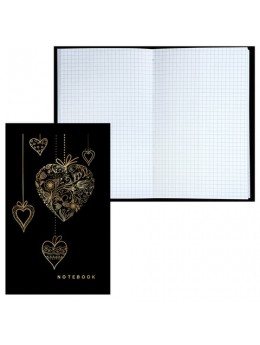 Блокнот 7БЦ, А5, 80 л., фольга, клетка, BRAUBERG, 'Сердечки', 135х206 мм, 126052