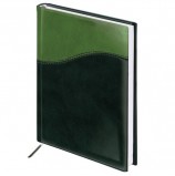 Ежедневник BRAUBERG недатированный, А5, 138х213 мм, 'Bond', под комбинированную кожу с волной, 160 л., зеленый/салатовый, 126219
