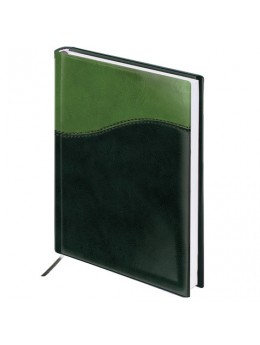 Ежедневник BRAUBERG недатированный, А5, 138х213 мм, 'Bond', под комбинированную кожу с волной, 160 л., зеленый/салатовый, 126219