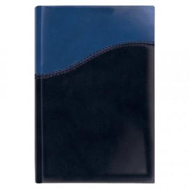 Ежедневник BRAUBERG недатированный, А5, 138х213 мм, 'Bond', под комбинированную кожу с волной, 160 л., темно-синий/синий, 126220