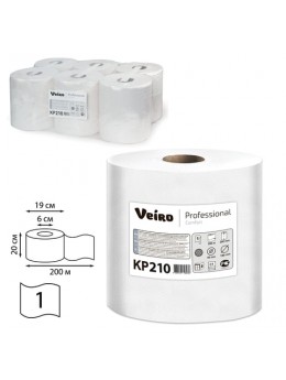 Полотенца бумажные с центральной вытяжкой VEIRO (Система M2), КОМПЛЕКТ 6 шт., Comfort, 200 м, белые, КР210 Полотенца бумажные с центральной вытяжкой VEIRO (Система M2), КОМПЛЕКТ 6 шт., Comfort, 200 м, белые, КР210