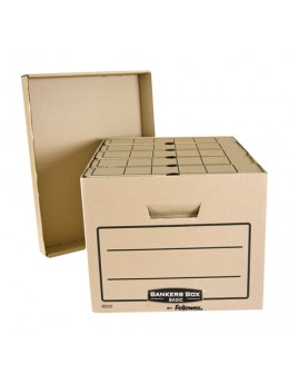 Короб архивный (445x270х335 мм), с крышкой, гофрокартон, FELLOWES (BANKERS BOX) 'Basic', FS-00101
