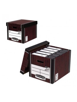 Короб архивный (285х385х325 мм), с крышкой, гофрокартон, FELLOWES (BANKERS BOX) 'Woodgrain', FS-00610