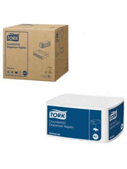 Салфетки TORK (Система N1) Counterfold, комплект 16 шт., 33х30 см, 250 шт., белые, 10905