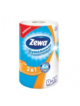 Полотенце бумажное бытовое, 2-х слойное, 30 м, ZEWA 2 в 1, белое, 144111 Полотенце бумажное бытовое, 2-х слойное, 30 м, ZEWA 2 в 1, белое, 144111