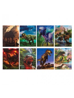 Блокнот А7, 40 л., склейка, пластиковая 3D-обложка, BRAUBERG, 'Динозавры', 8 видов в дисплее, 64х82 мм, 128085