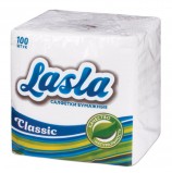 Салфетки бумажные 100 шт., 23х24 см, LASLA 'Classic', белые, 100% целлюлоза