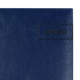 Ежедневник датированный 2020 А4, BRAUBERG 'Imperial', гладкая кожа, кремовый блок, тёмно-синий, 210х297 мм, 129681
