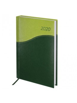 Ежедневник датированный 2020 А5, BRAUBERG 'Bond', комбинированный, зеленый/салатовый, 138х213 мм, 129685
