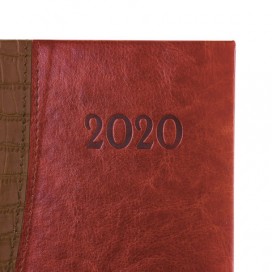 Ежедневник датированный 2020 А5, BRAUBERG 'Cayman', комбинированная кожа, кремовый блок, золотой срез, коричневый, 138х213 мм, 129686