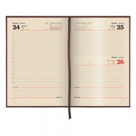 Ежедневник датированный 2020 А5, BRAUBERG 'Comodo', крокодиловая кожа, кремовый блок, золотой срез, коричневый, 138х213 мм, 129689