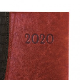 Ежедневник датированный 2020 А5, BRAUBERG 'Cayman', комбинир. кожа, кремовый блок, золотой срез, черный с коричневым, 138х213 мм, 129687