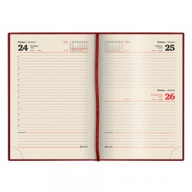 Ежедневник датированный 2020 А5, BRAUBERG 'Imperial', гладкая кожа, кремовый блок, бордовый, 138х213 мм, 129701