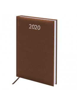 Ежедневник датированный 2020 А5, BRAUBERG 'Profile', фактурная кожа, коричневый, 138х213 мм, 129707