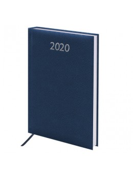Ежедневник датированный 2020 А5, BRAUBERG 'Profile', фактурная кожа, синий, 138х213 мм, 129708