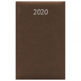 Ежедневник датированный 2020 А5, BRAUBERG 'Profile', фактурная кожа, коричневый, 138х213 мм, 129707