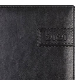 Ежедневник датированный 2020 А5, BRAUBERG 'Imperial', гладкая кожа, кремовый блок, черный, 138х213 мм, 129704