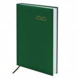 Ежедневник датированный 2020 А5, BRAUBERG 'Select', кожа классик, зеленый, 138х213 мм, 129711