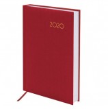 Ежедневник датированный 2020 А5, BRAUBERG 'Select', кожа классик, красный, 138х213 мм, 129712