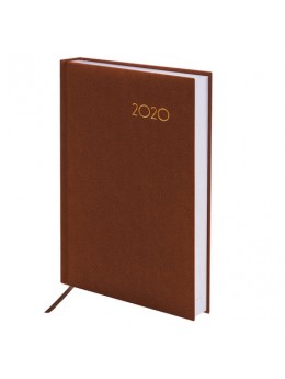 Ежедневник датированный 2020 А5, BRAUBERG 'Select', кожа классик, коричневый, 138х213 мм, 129715