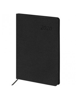 Ежедневник датированный 2020 А5, BRAUBERG 'Stylish', интегральная обложка, цветной срез, черный, 138х213 мм, 129722