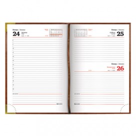Ежедневник датированный 2020 А5, BRAUBERG 'Senator', гладкая кожа, металлические углы, коричневый, 138х213 мм, 129719