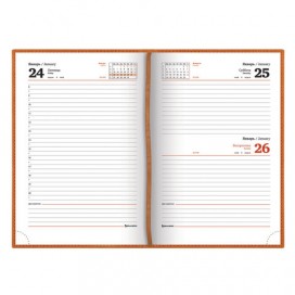 Ежедневник датированный 2020 А5, BRAUBERG 'Rainbow', гладкая кожа, оранжевый, 138х213 мм, 129725