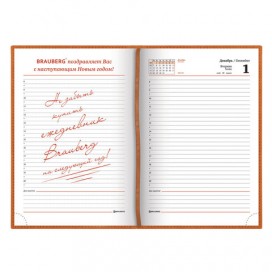 Ежедневник датированный 2020 А5, BRAUBERG 'Rainbow', гладкая кожа, оранжевый, 138х213 мм, 129725